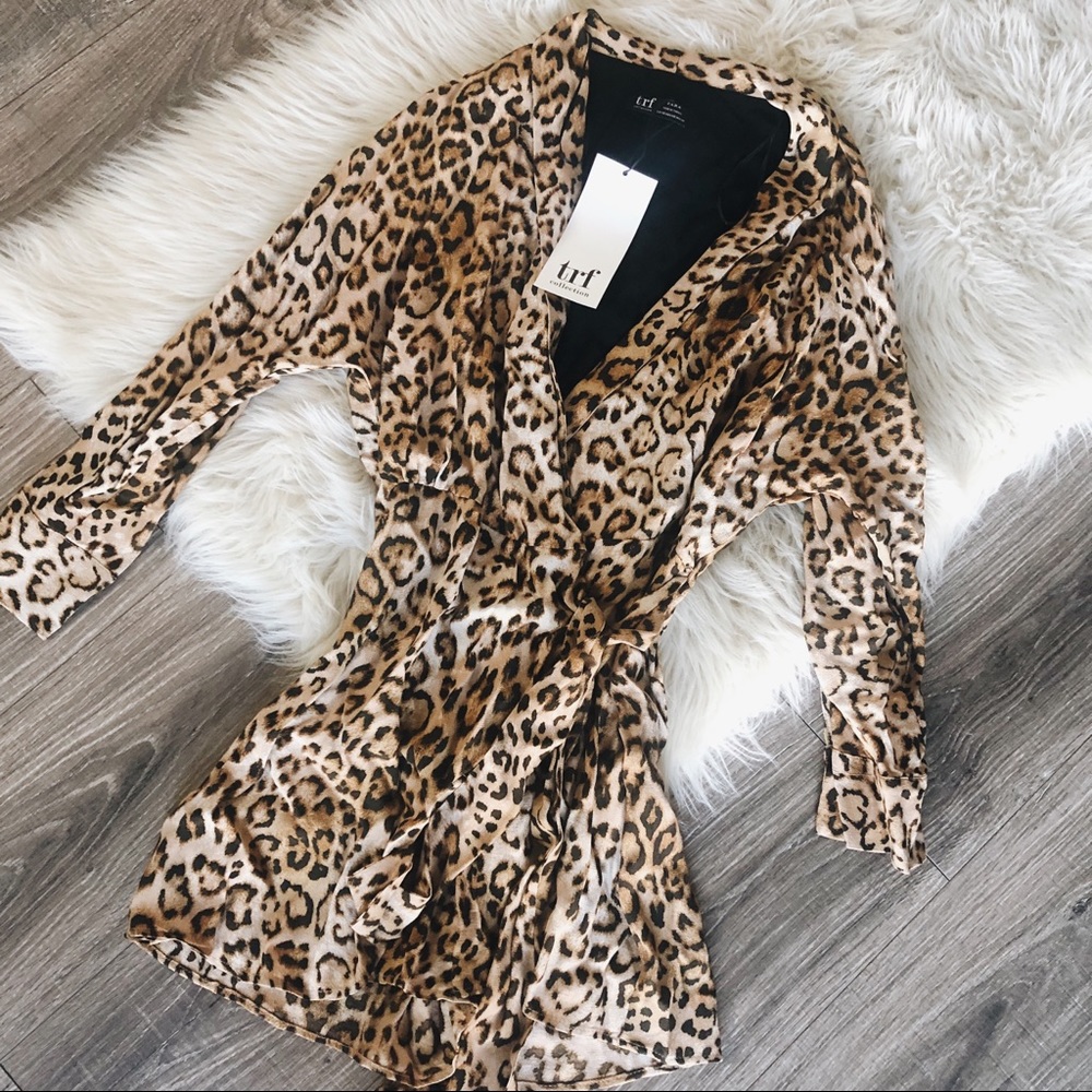 NWT Zara Leopard Wrap Romper XS